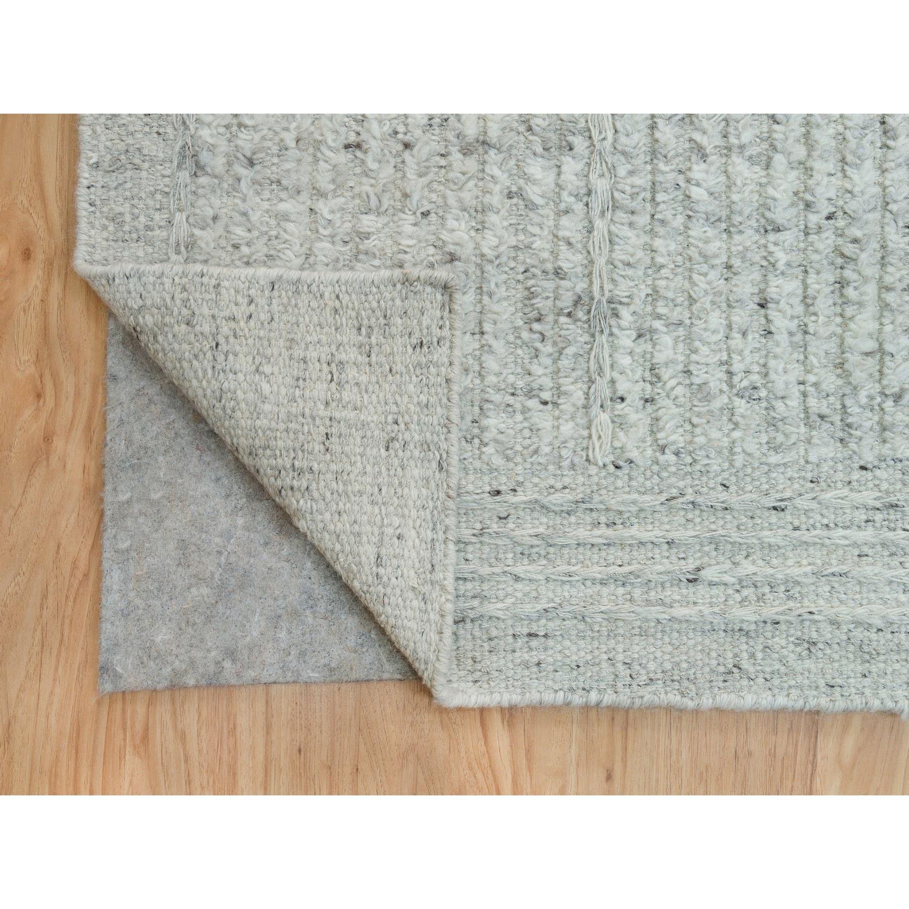 Indiano Tappeto orientale oversize in lana della Collezione Corde grigio platino 12'x14'10