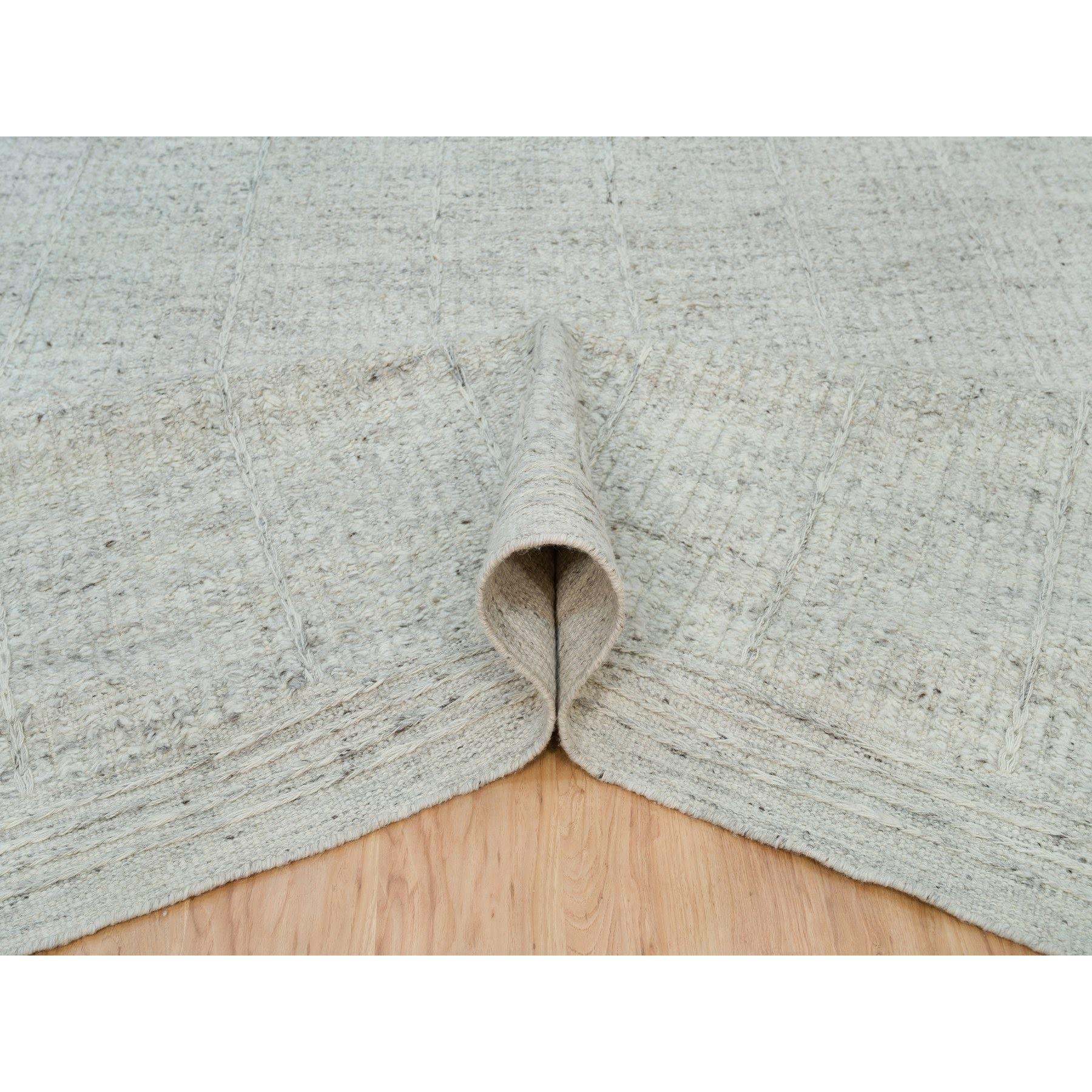 Annodato a mano Tappeto orientale oversize in lana della Collezione Corde grigio platino 12'x14'10