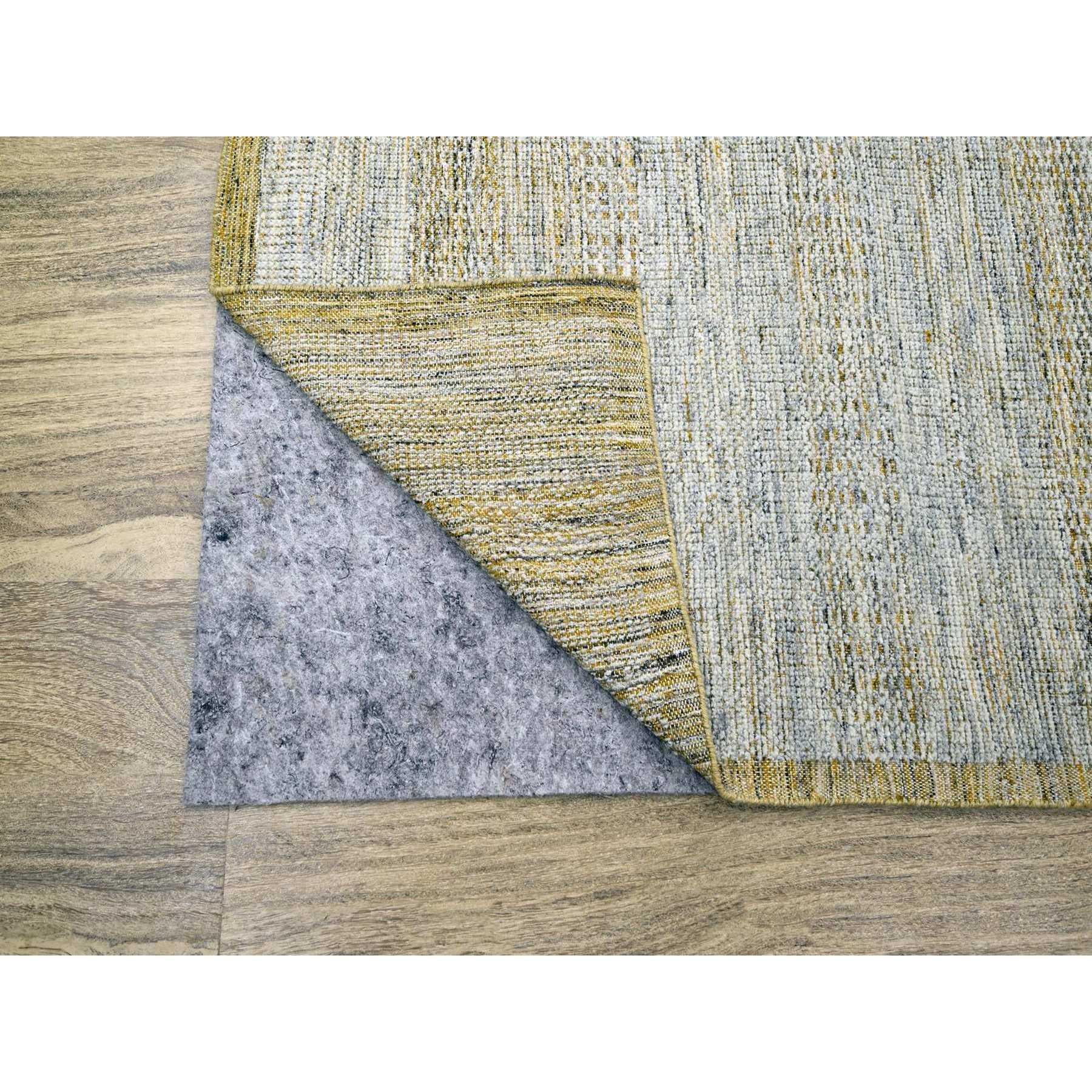 Indiano Tappeto XL in lana annodato a mano con disegno dell'erba giallo ossidato e invecchiato 12'x14'10