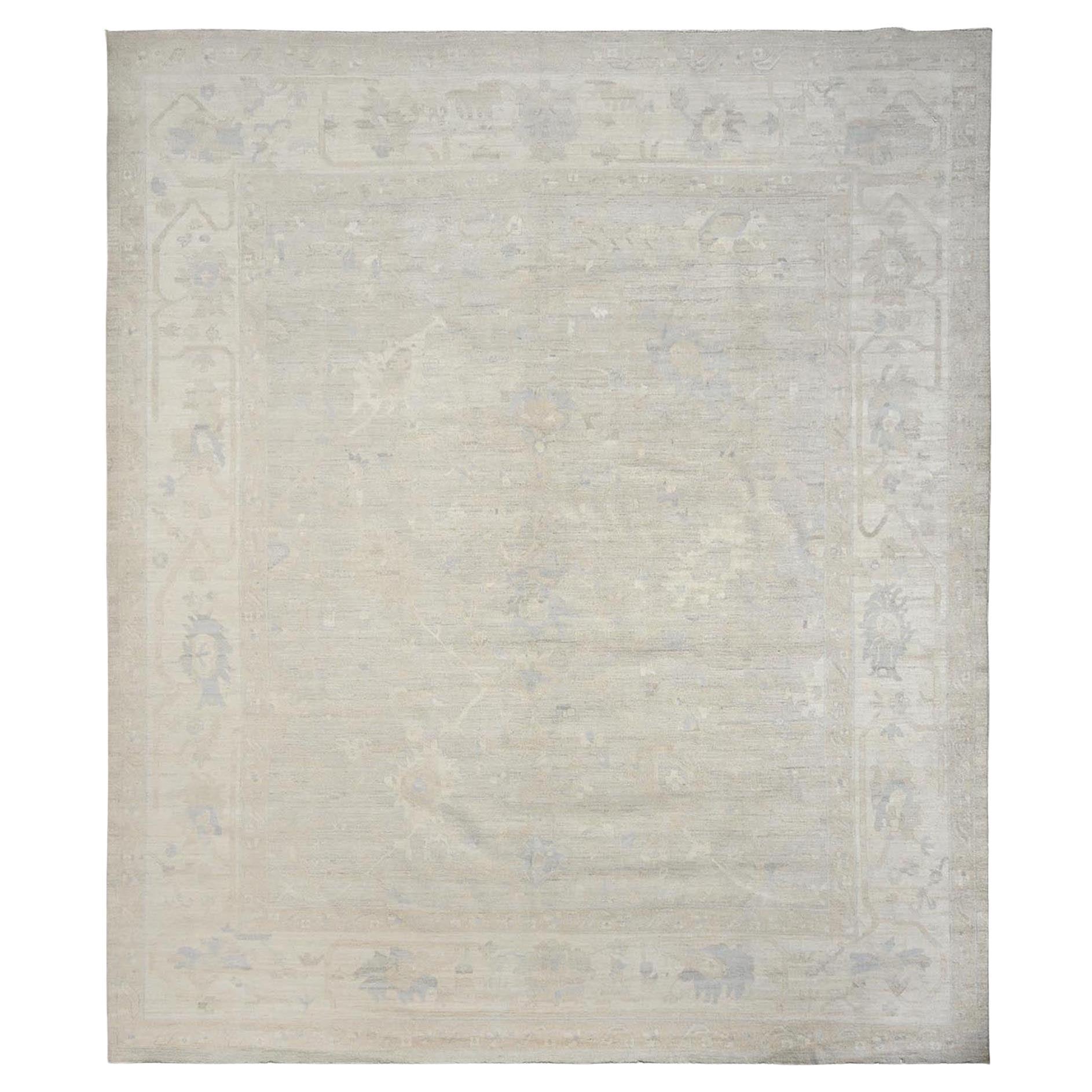 12
x14
2" Ivory Hand Knotted Wool White Wash Peshawar with Oushak Design XL Rug
