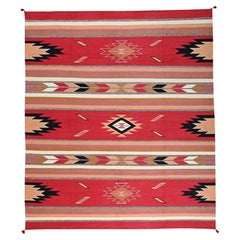 12'x14'2" Red Southwest Geometric Design Hand Woven Flat Weave Pure Wool XL Rug