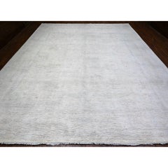 12'x14'3" Feather White Hand Knotted Peshawar Washed Out Wool Oversized Rug