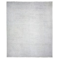 12'x14'3" Feather White Hand Knotted Peshawar Washed Out Wool Oversized Rug