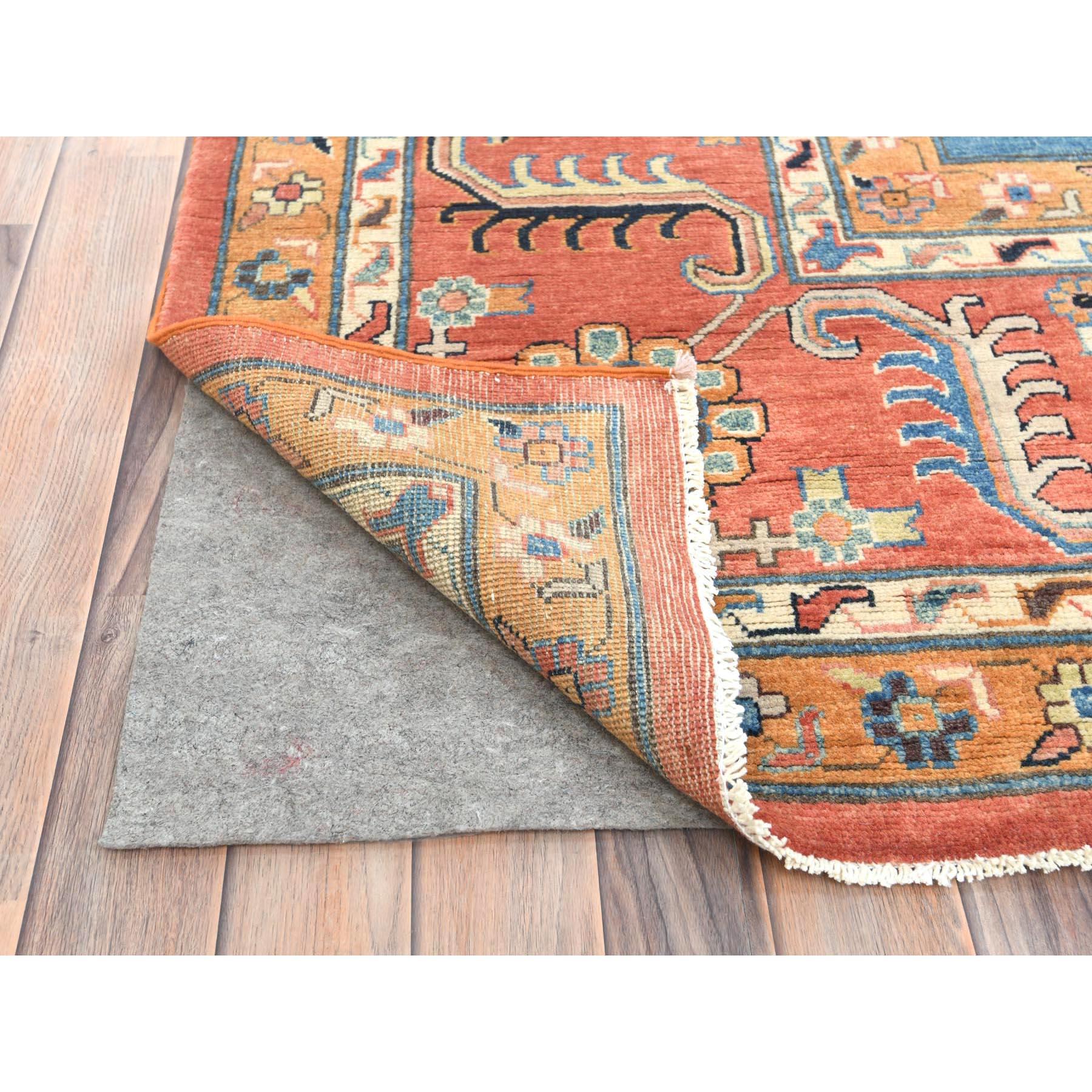 Alfombra Oriental Anudada a Mano de Lana Afgana Peshawar Heriz Rojo Imperial 12'x14'7 Afgano en venta