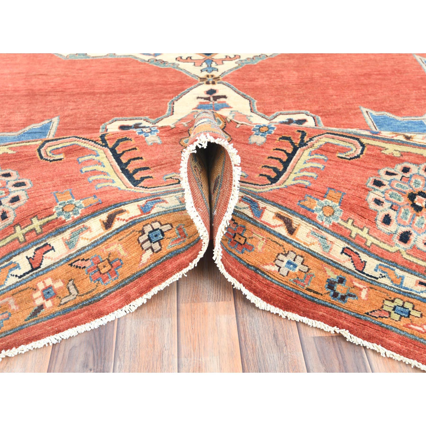 Alfombra Oriental Anudada a Mano de Lana Afgana Peshawar Heriz Rojo Imperial 12'x14'7 Anudado a mano en venta