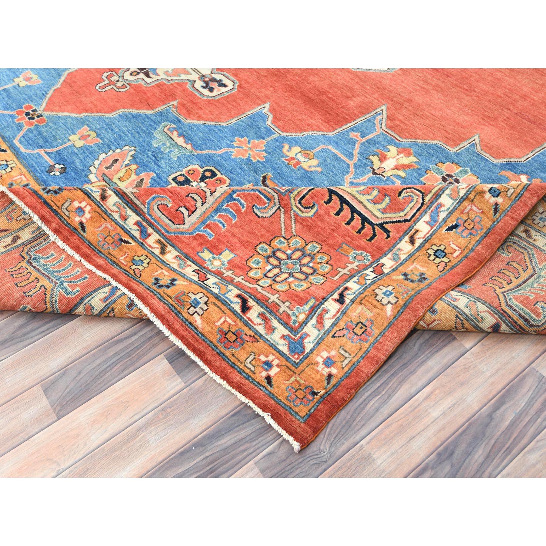 Alfombra Oriental Anudada a Mano de Lana Afgana Peshawar Heriz Rojo Imperial 12'x14'7 en Nuevo estado para la venta en Carlstadt, NJ