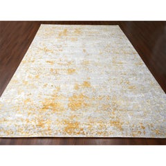 12'x14'9" Beige Abstract Design Wool-Silk Hand Knotted Oversized Oriental Rug
