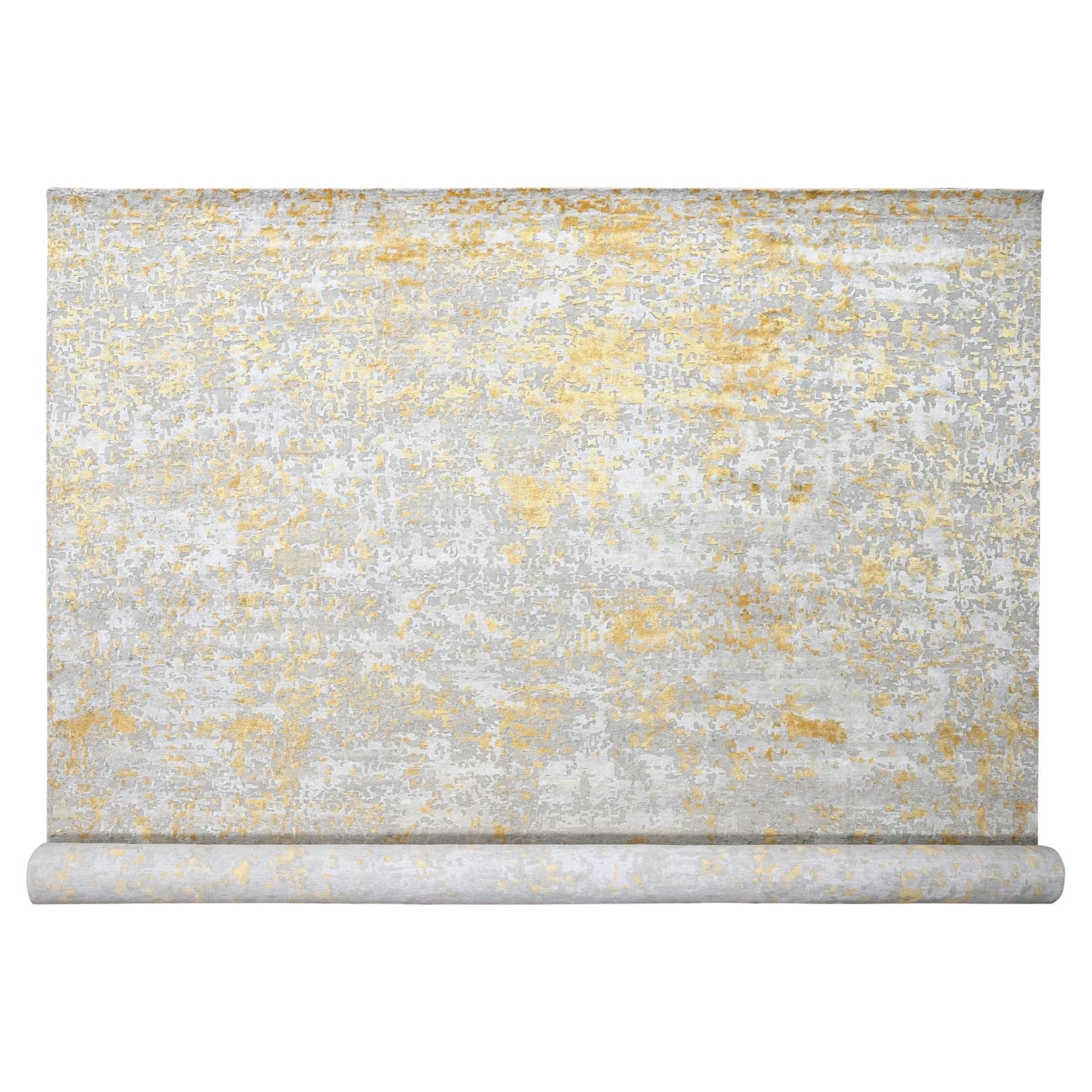 12
x14
9" Beige Abstract Design Wool-Silk Hand Knotsted Oversized Oriental Rug (tapis oriental surdimensionné en laine et soie)