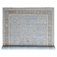 Tappeto XL in lana annodato a mano, collezione "Gray Supple", modello Oushak con motivo a tutta superficie, 12'x14'9"