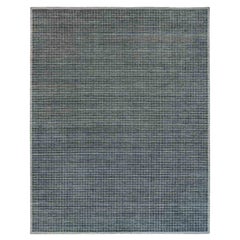 12'x14'9" Jet Gray Modern Box Design and Plain Wool Loomed Knotted Oversized Rug