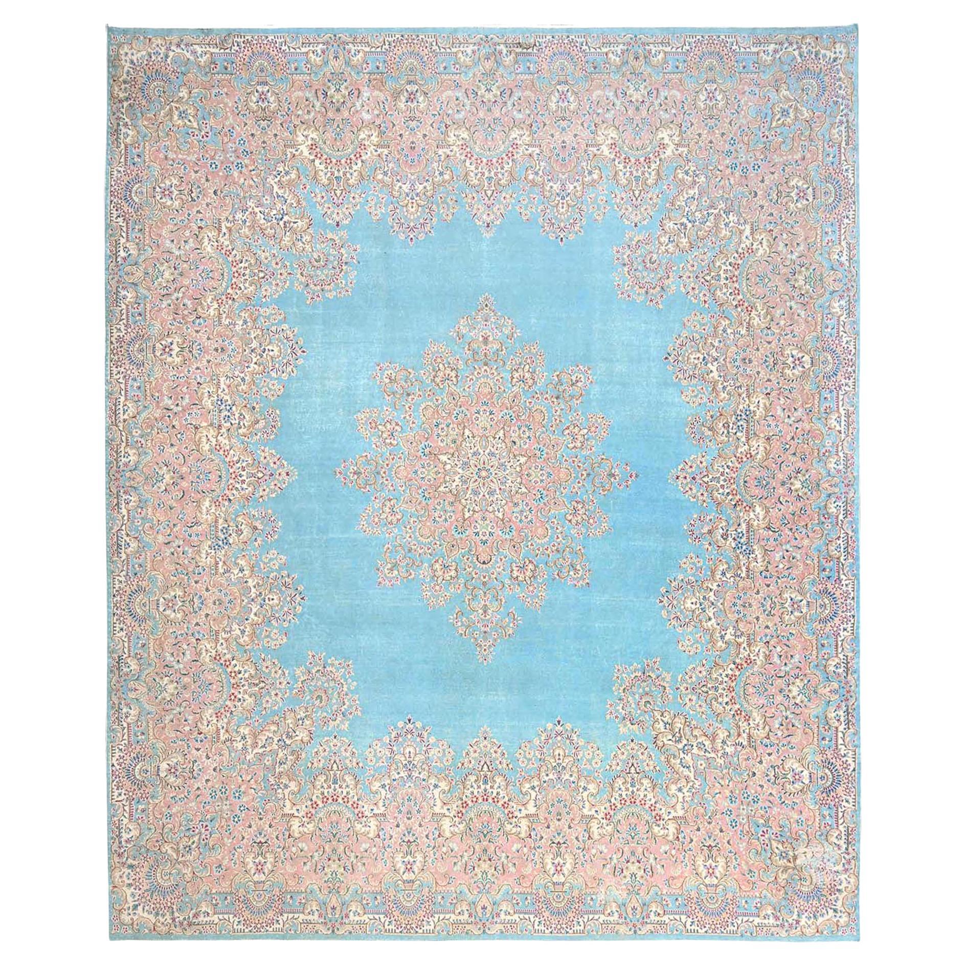 12
x14
9" Vintage by Misty Blue Tappeto persiano Kerman annodato a mano in morbida lana Clean XL
