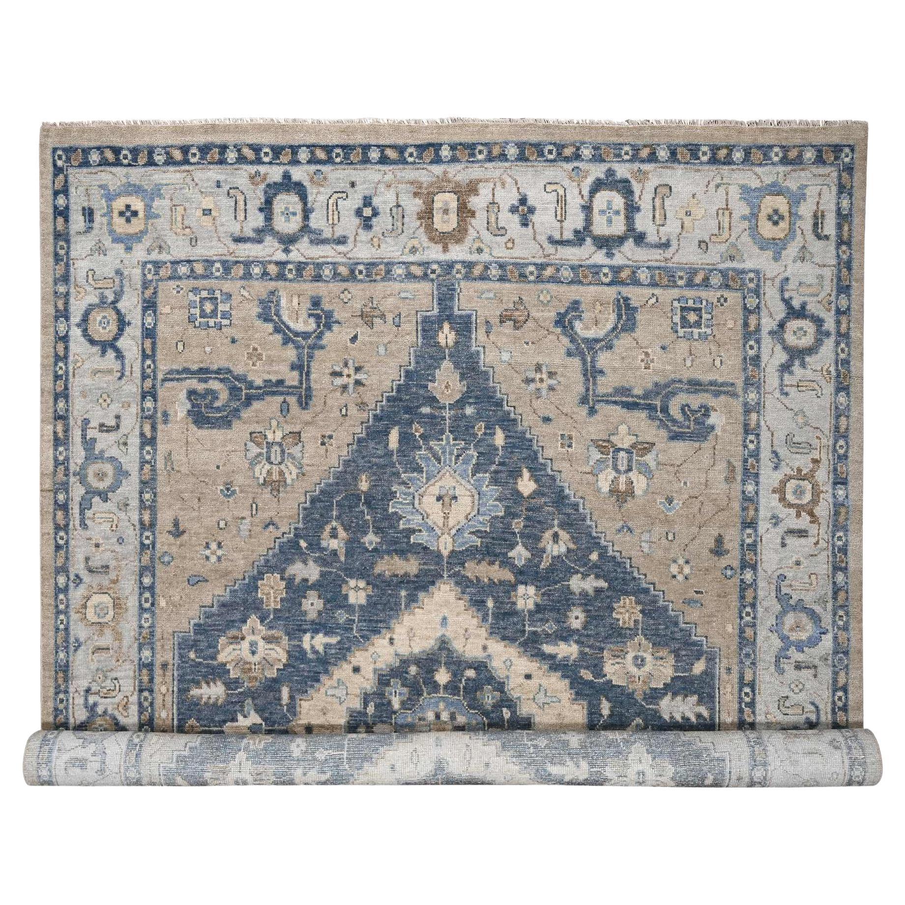 12'x14'9" Navy Blue Bakshaish Design Organic Wool Oversize Oriental Rug