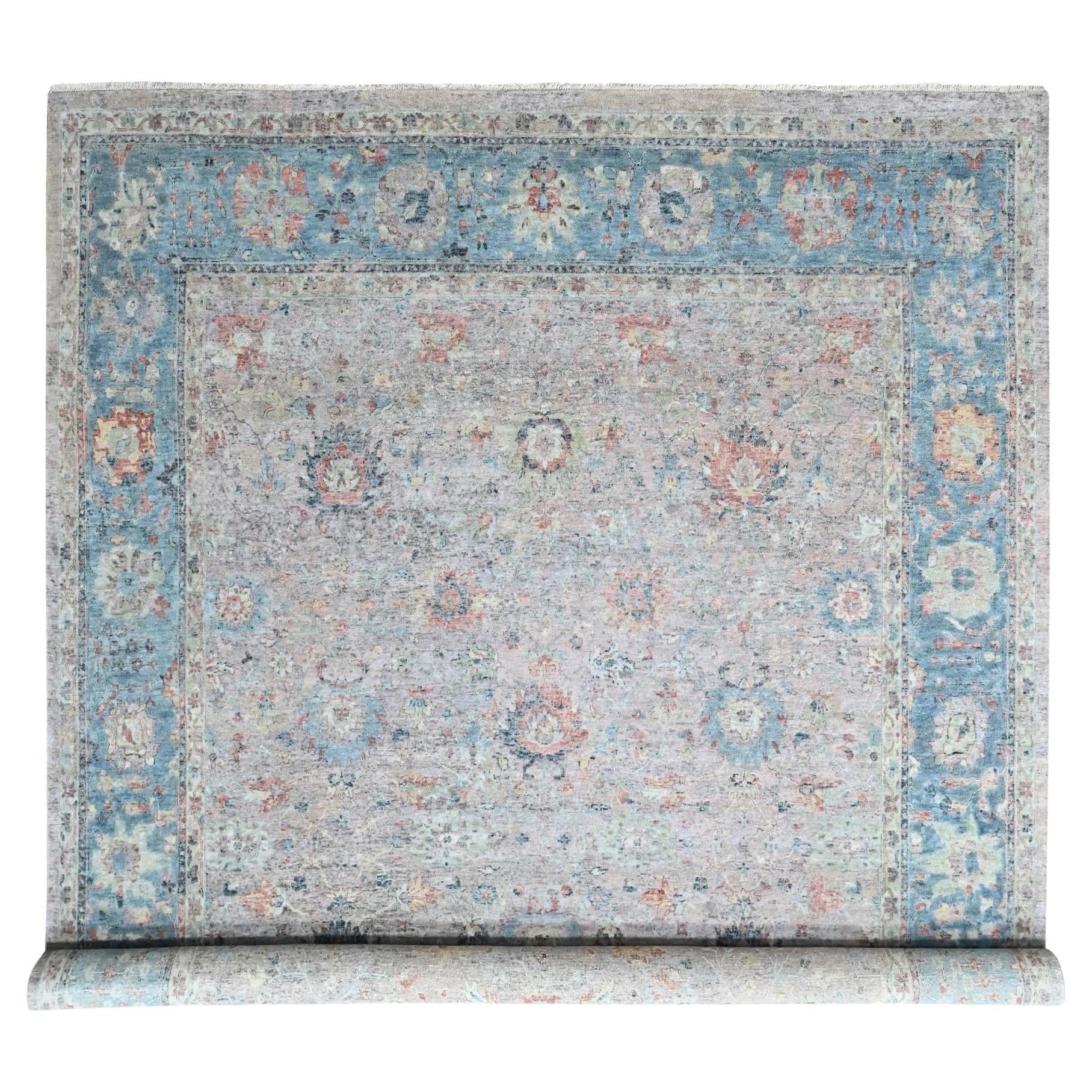 12'x14'9" Whisper Pink Pure Wool Hand Knotted Ziegler Mahal Design Zero Pile Rug For Sale