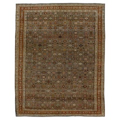 12x15 Antique Bidjar Persian Wool Rug Handmade In Earthy Reds with Floral Motifs