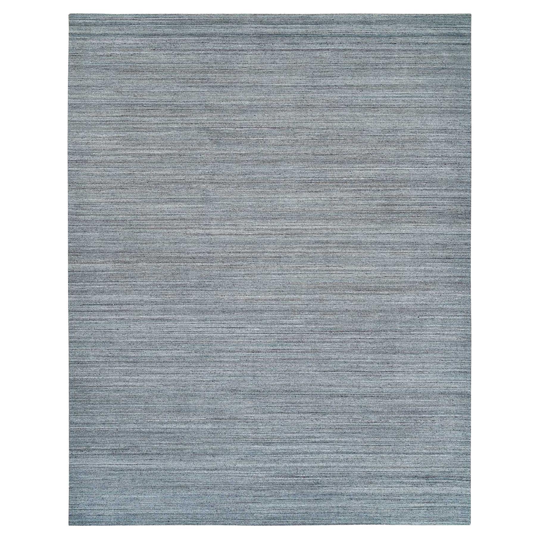 12'x15' Arsenic Gray Modern Striae Design Wool Hand Loomed Oversized Rug