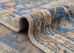 12x15 Beige Blue Traditional Turkish Oushak Hand Knotted Wool Rug ( G-12502 )