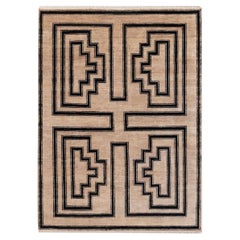 12x15 Beige Brown Black Geometric Hand Knotted Wool Rug ( G-9760 )