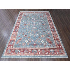 12'x15' Blue Antiqued Zoroastrian Heris All Over Design Hand Knotted Wool XL Rug