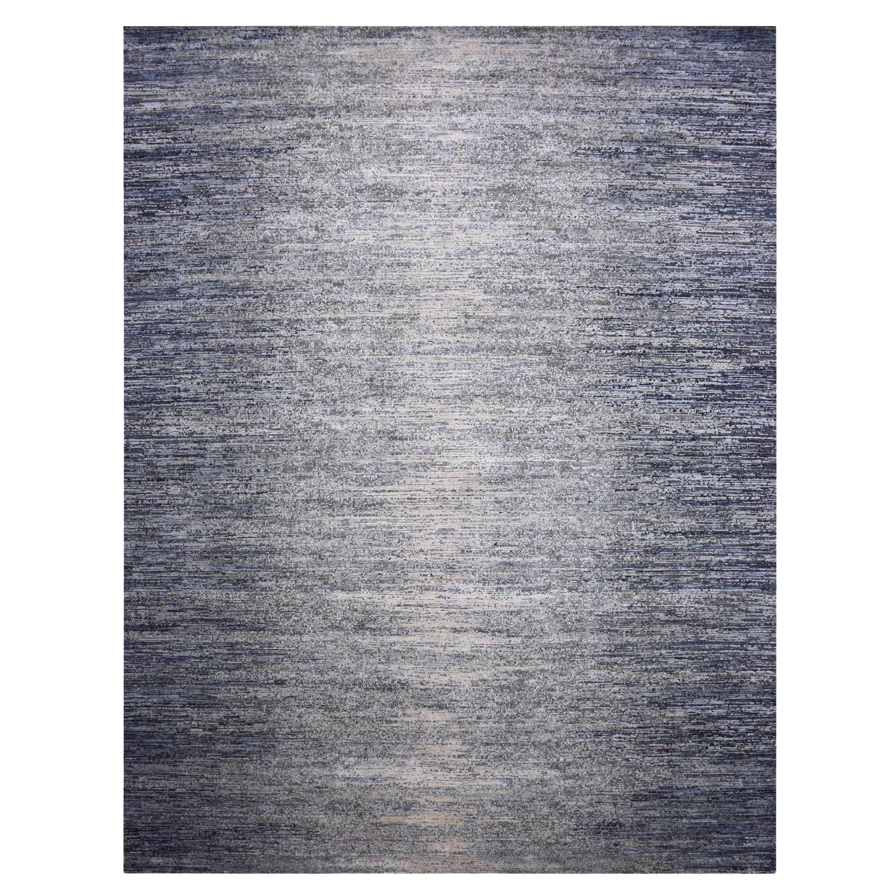 12'x15' Blue Oceanic Pure Silk and Wool Hand Knots Rugs Oriental Oversized Rug (tapis oriental surdimensionné en soie et laine)
