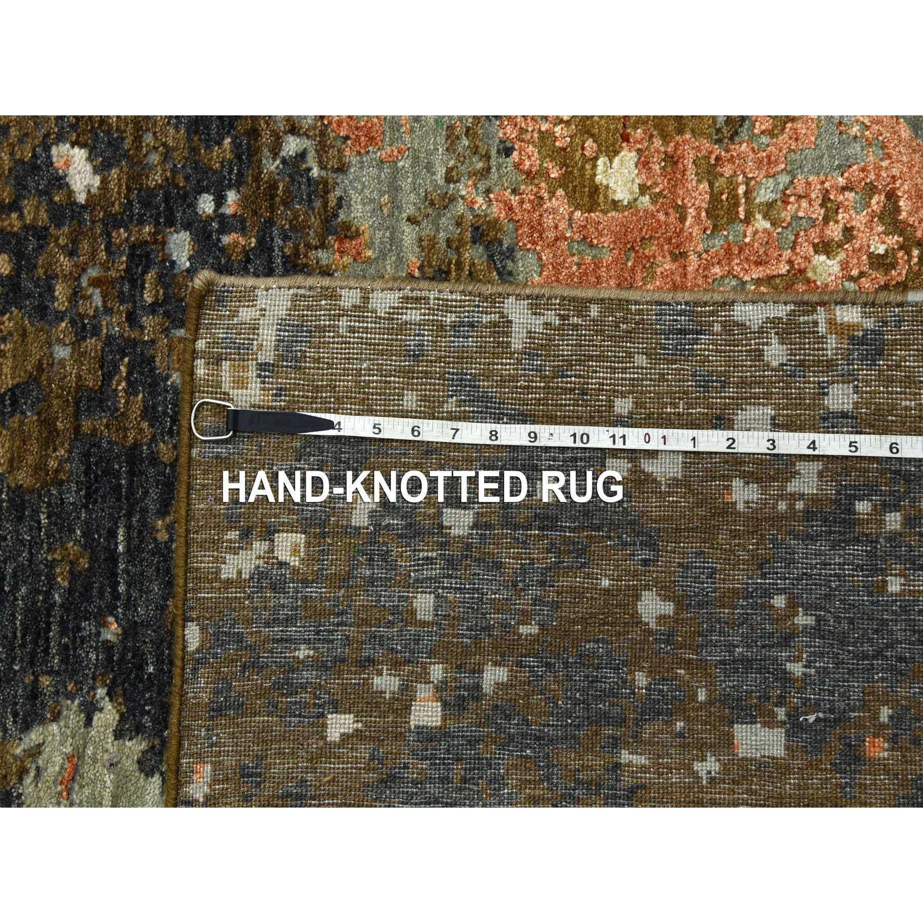 12'x15' Brown Abstract Design Persian Knot Soft Wool Hand Knotted Oriental Rugs in vendita 3