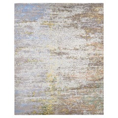 12'x15' Brown Wool Pure Silk Roman Mosaic Design Hand Knotsted Oversized Rug (tapis surdimensionné en laine pure et en soie)