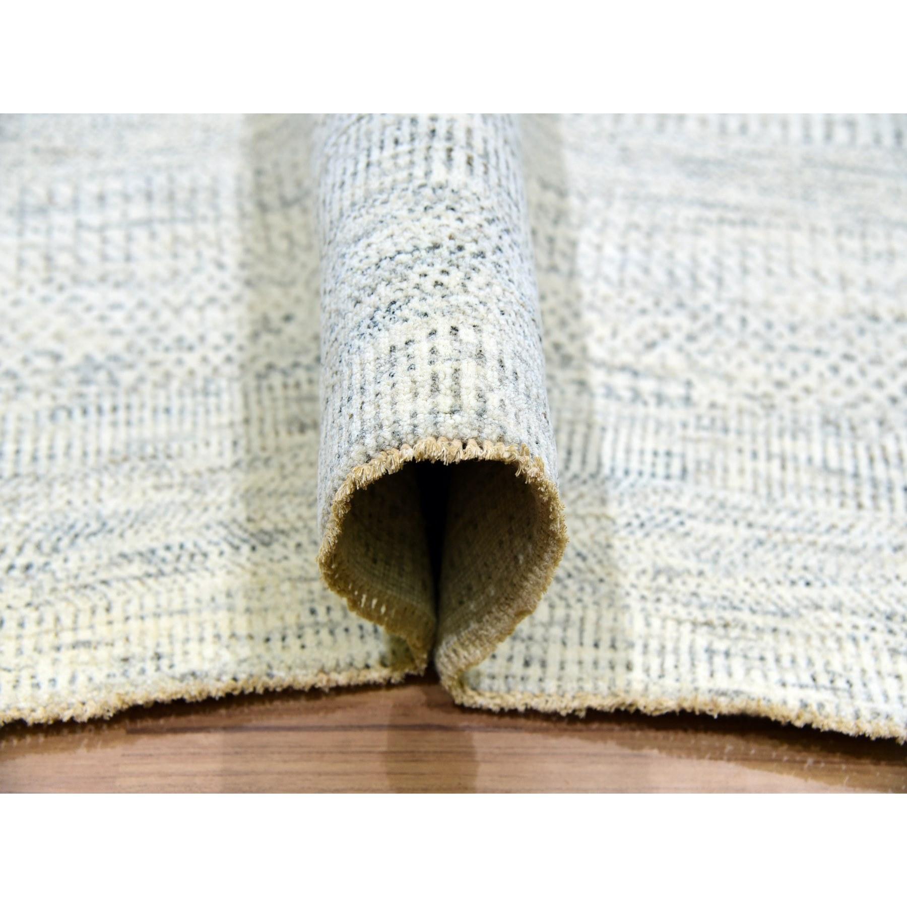 Contemporary 12'x15' Dove White Hand Knotted Wool Modern Grass Design Oversized Rug For Sale