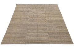 12x15 Earthy Minimalism: Handmade Modern Kilim Wool Rug