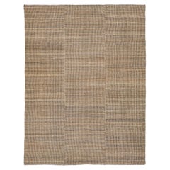 12x15 Earthy Minimalism: Handmade Modern Kilim Wool Rug