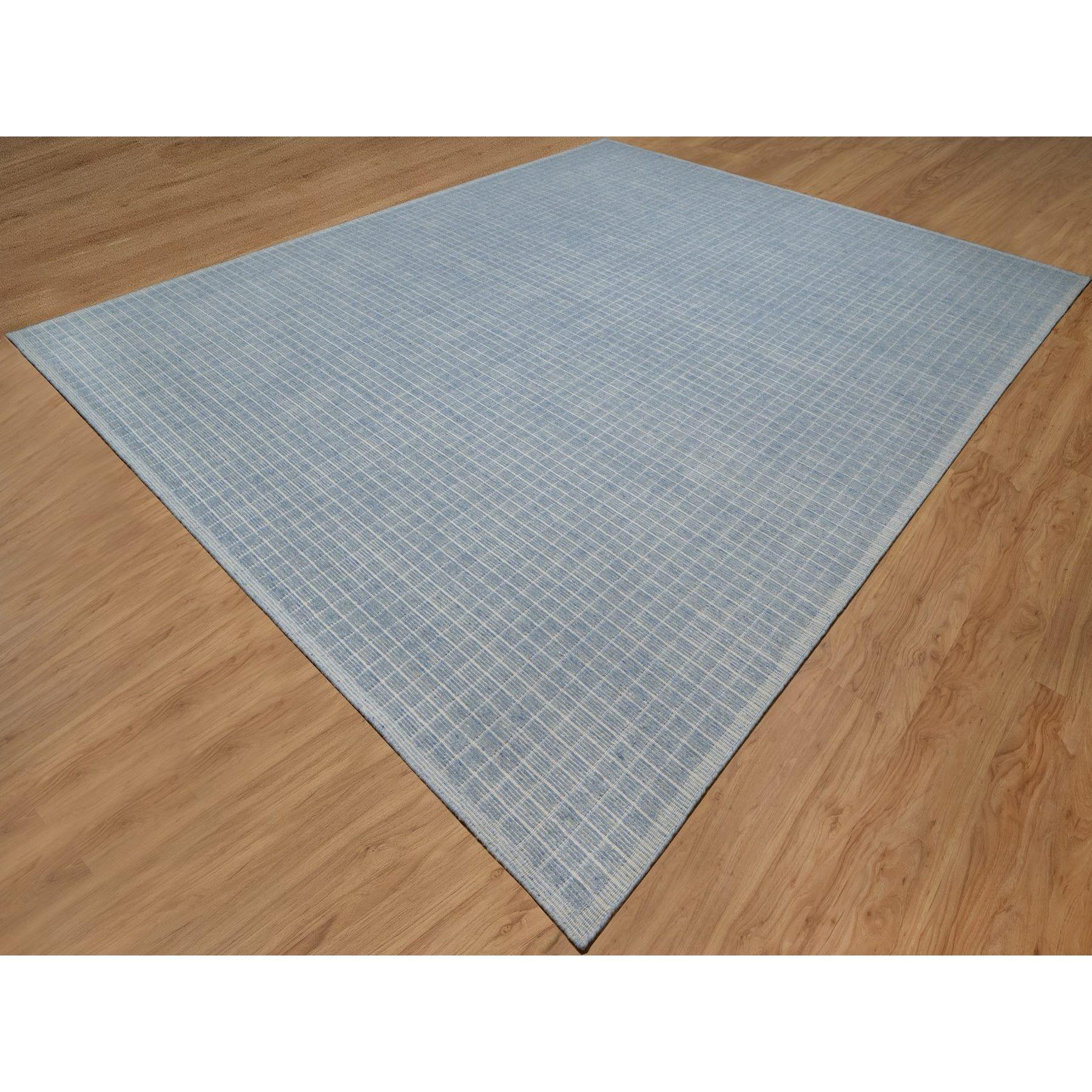 Moderne 12'x15' Bleu délavé Décor moderne uni Design/One Rugs Laine noués XL en vente