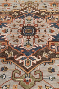 12x15 Gray Chocolate Brown Persian Serapi Hand knotted Wool Rug ( G-12860 )