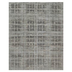 12'x15' Gray Modern Criss Cross Erased Design Hand Knotted Natural Wool XL Rug
