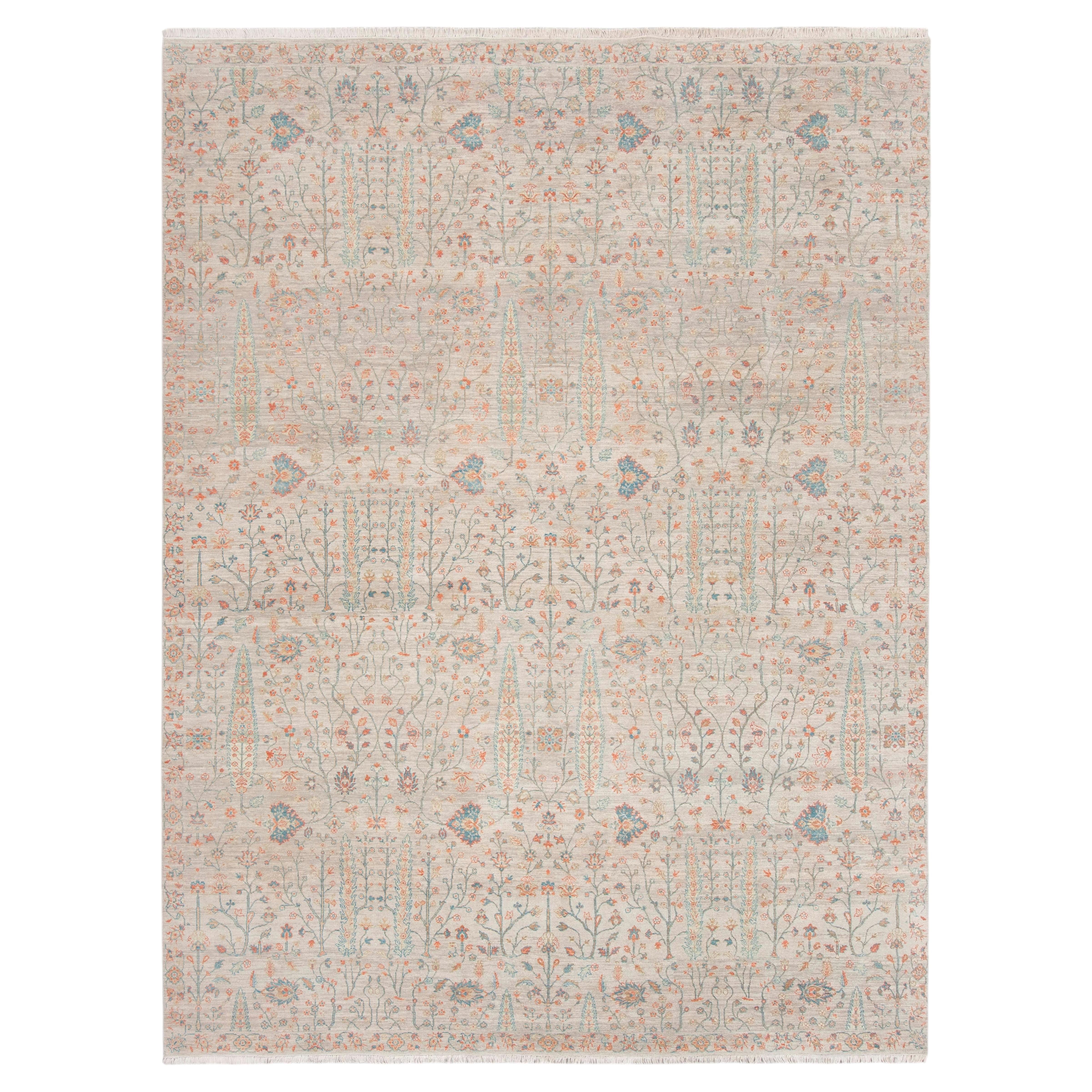 12x15 Gray Cypress Tree Of Life Oushak Design Wool Rug ( JC-9057 ) For Sale