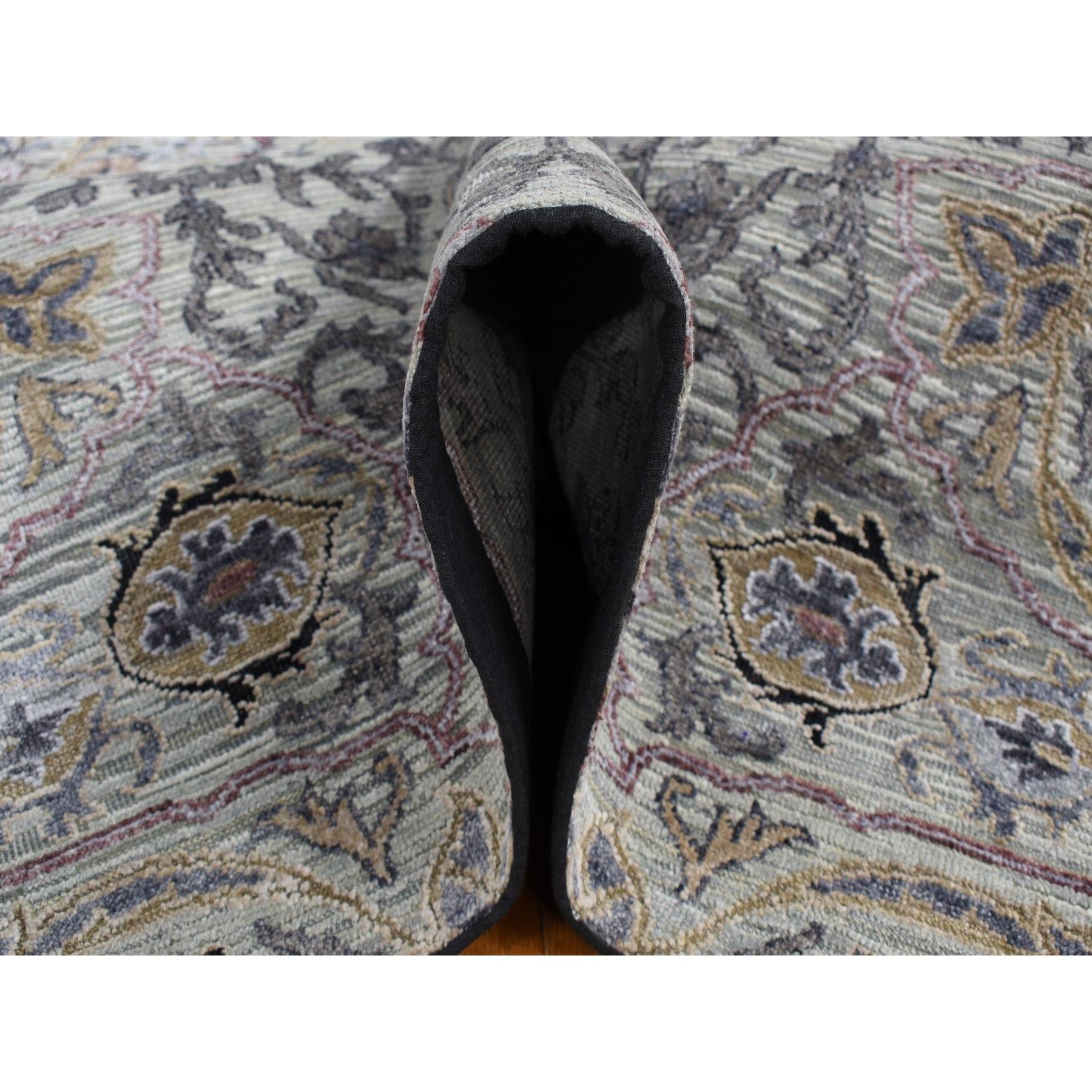 XXI secolo e contemporaneo 12'x15' Grigio THE MAHARAJA Tappeto oversize in pura seta con texture in lana annodata a mano in vendita