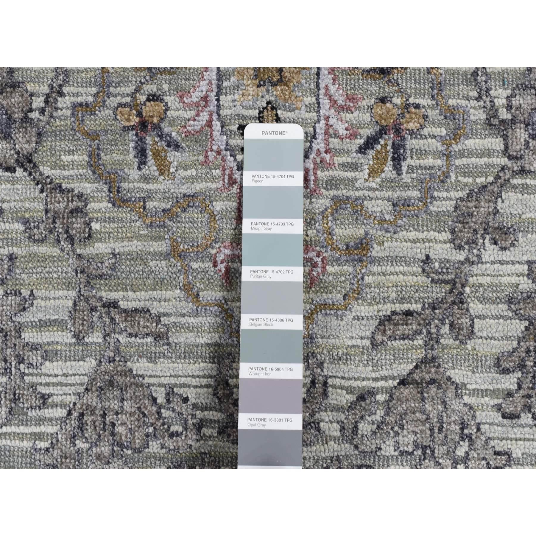 Seta 12'x15' Grigio THE MAHARAJA Tappeto oversize in pura seta con texture in lana annodata a mano in vendita