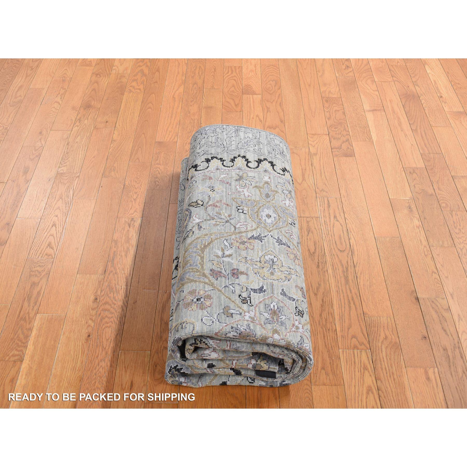 12'x15' Grigio THE MAHARAJA Tappeto oversize in pura seta con texture in lana annodata a mano in vendita 2