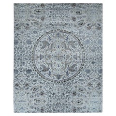 12
x15
 Grauer THE MAHARAJA Übergroßer Reine Seide Texturierte Wolle Handgeknüpfter Teppich