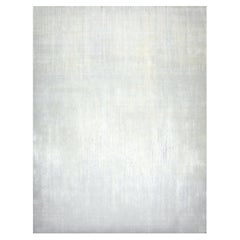 12'x15' großer, grauer XL-Teppich aus reiner Wolle, handgeknüpft, dicht gewebt, mit vertikalem Ombré-Muster
