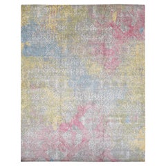 12'x15' Gray with Red and Yellow Shades TRELLIS IN THE SPRING Pure Silk Rug