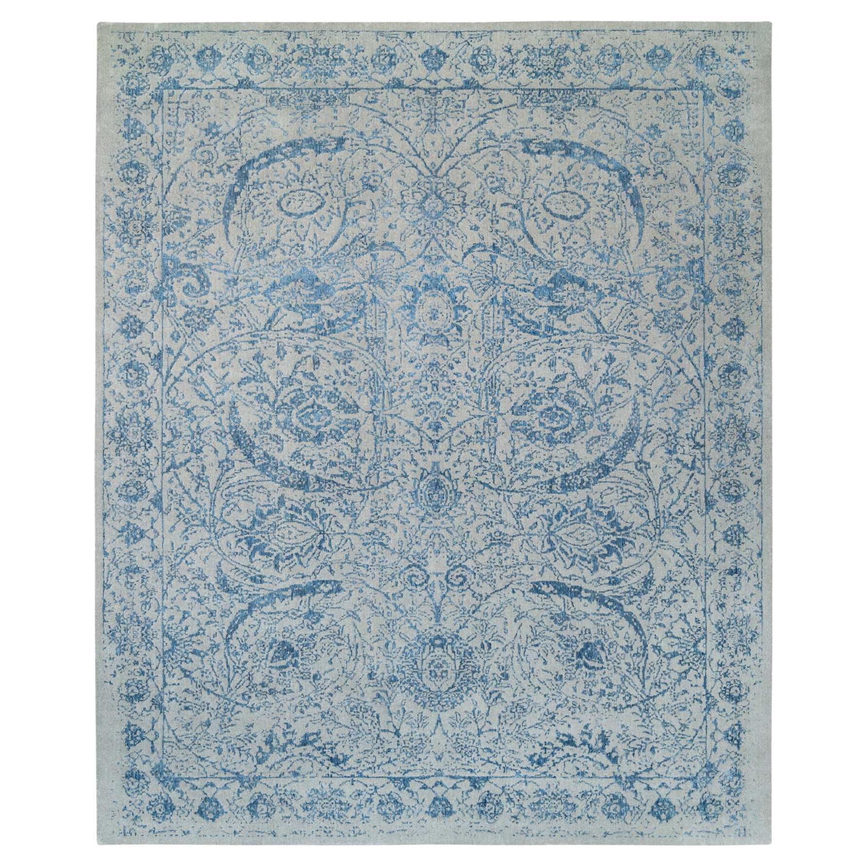 12
x15
 Hand Loomed Gray Fine Jacquard Wool and Plant Based Silk Oversized Rug For Sale