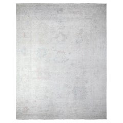 12'x15' Ivory Afghan Angora Oushak Leaf Design Hand Knotted Pure Wool XL Rug
