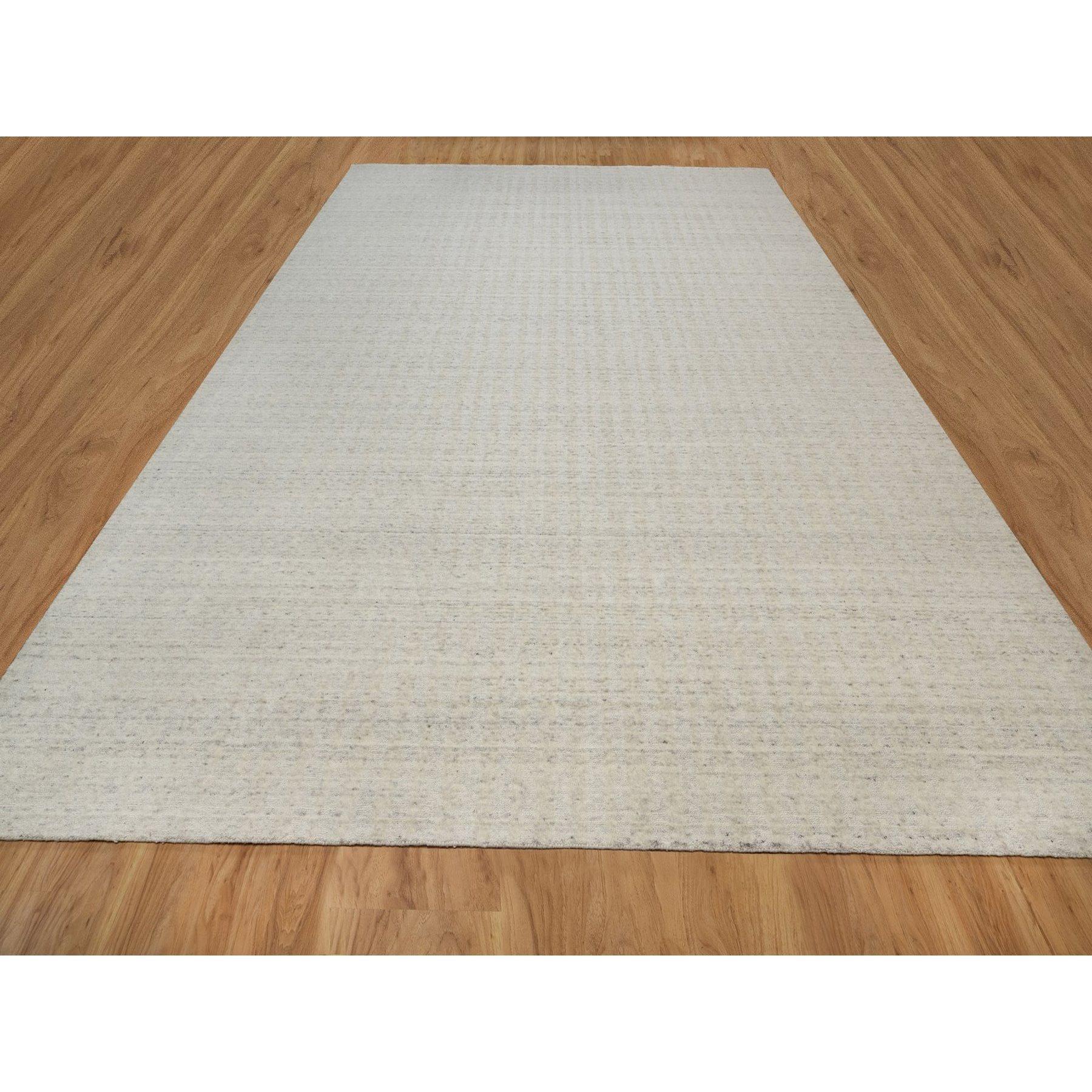 Papyrus White, Hand Loomed, Vertical Stripes Design with Salt and Pepper Effect, Undyed Natural Wool, XL, Oversized, Oriental Rug
Primary materials: Wool
Latex: No Pile 
height: 0.25 Inches
Style: Contemporary
Primary color: Ivory
Secondary colors: