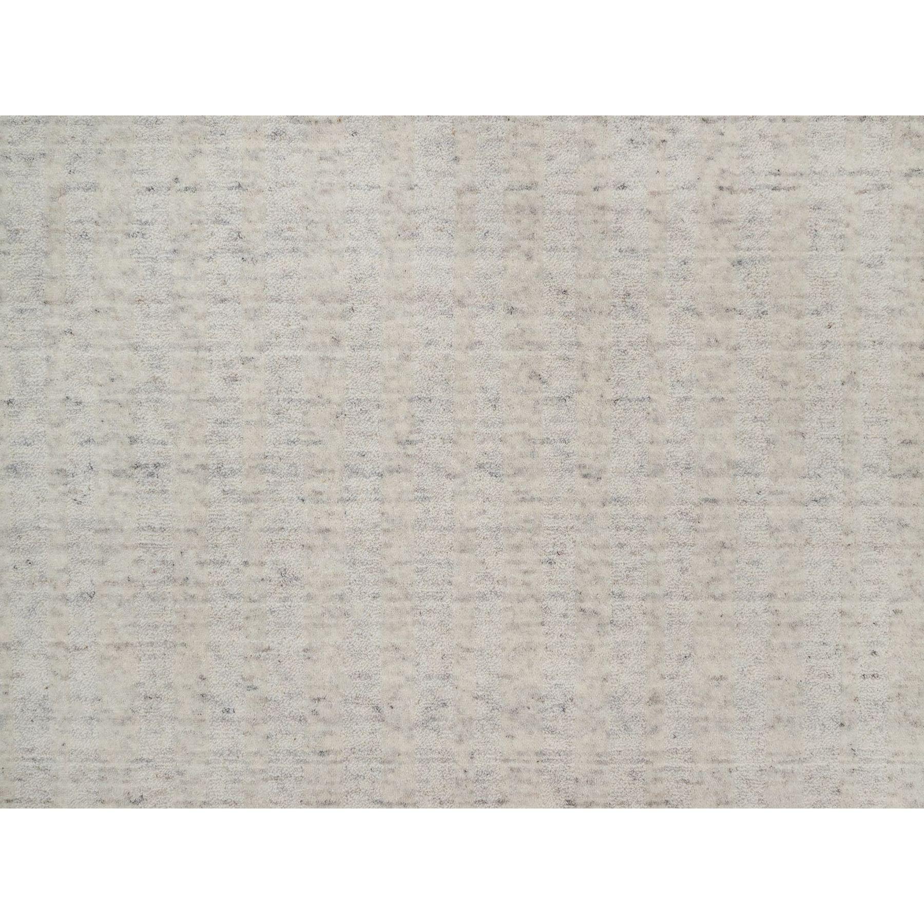12'x15' Ivory Hand Loomed Vertical Stripes Design Undyed Natural Wool XL Rug (Wolle) im Angebot