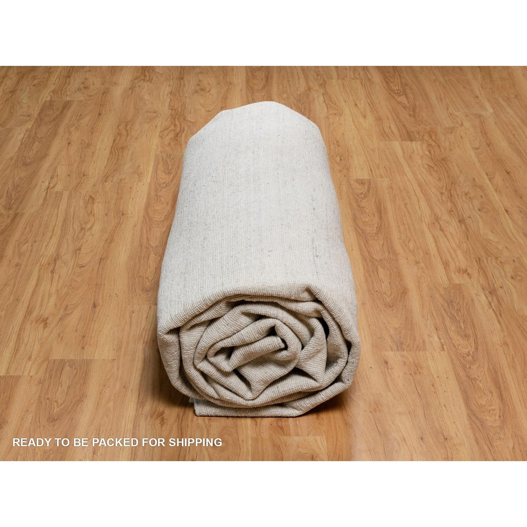 12'x15' Ivory Hand Loomed Vertical Stripes Design Undyed Natural Wool XL Rug im Angebot 1