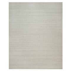 12'x15' Ivory Hand Loomed Vertical Stripes Design Undyed Natural Wool XL Rug