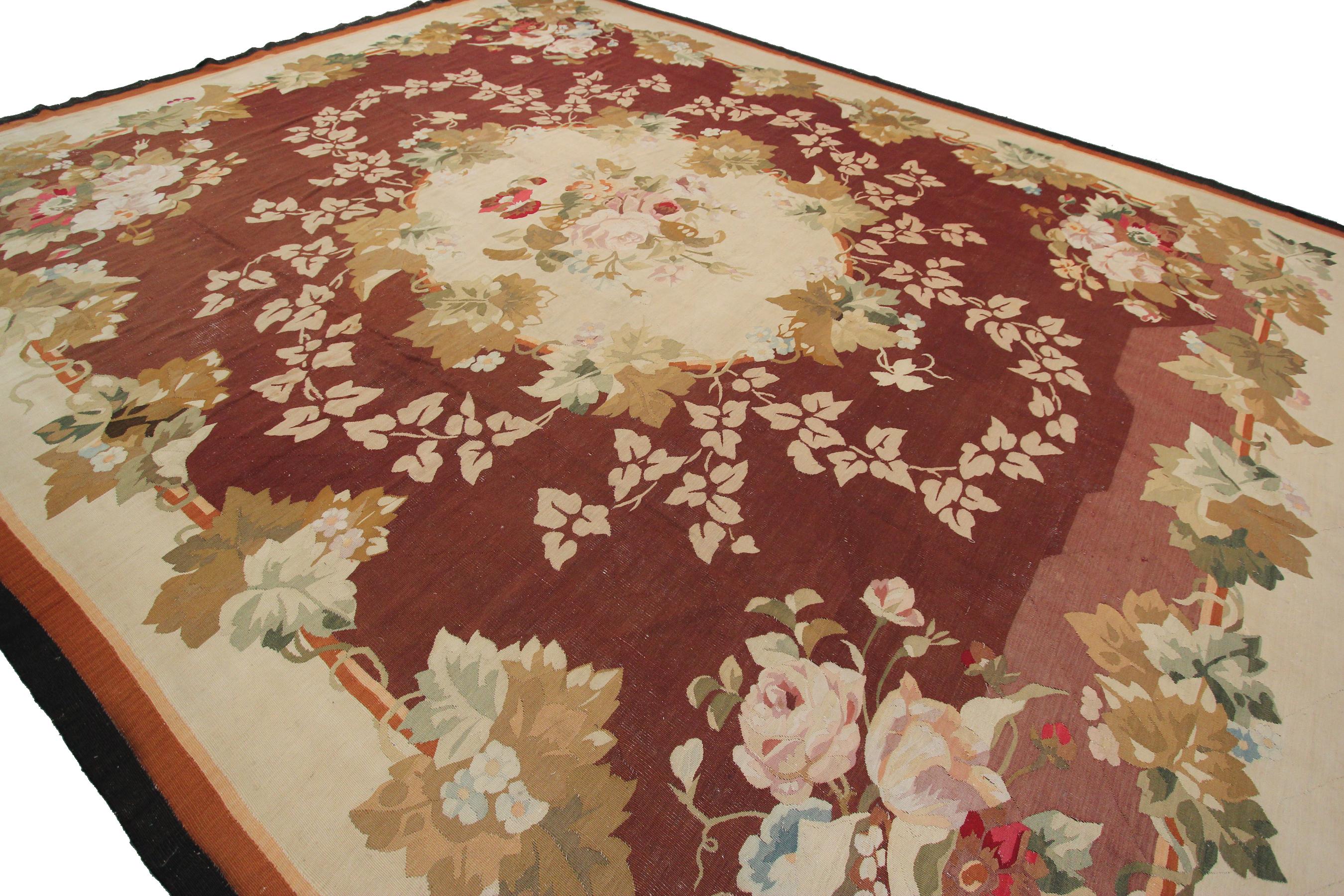 Late 19th Century Large Antique French Aubusson Rug Handwoven Aubusson Napoleon III 1890 For Sale
