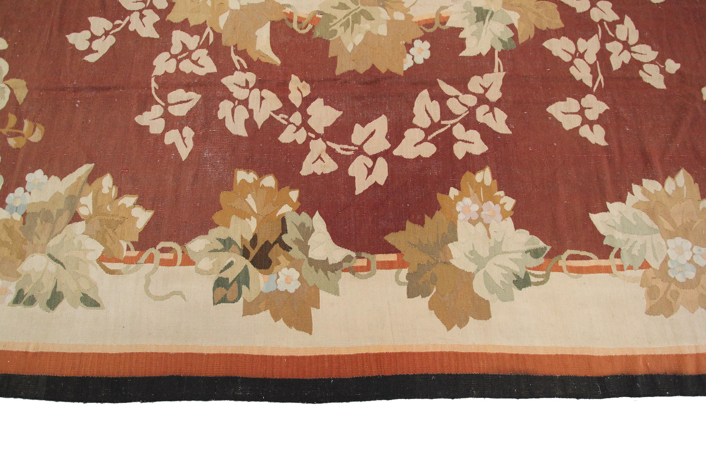 Großer antiker französischer Aubusson-Teppich, handgewebt, Aubusson Napoleon III. 1890 (Wolle) im Angebot