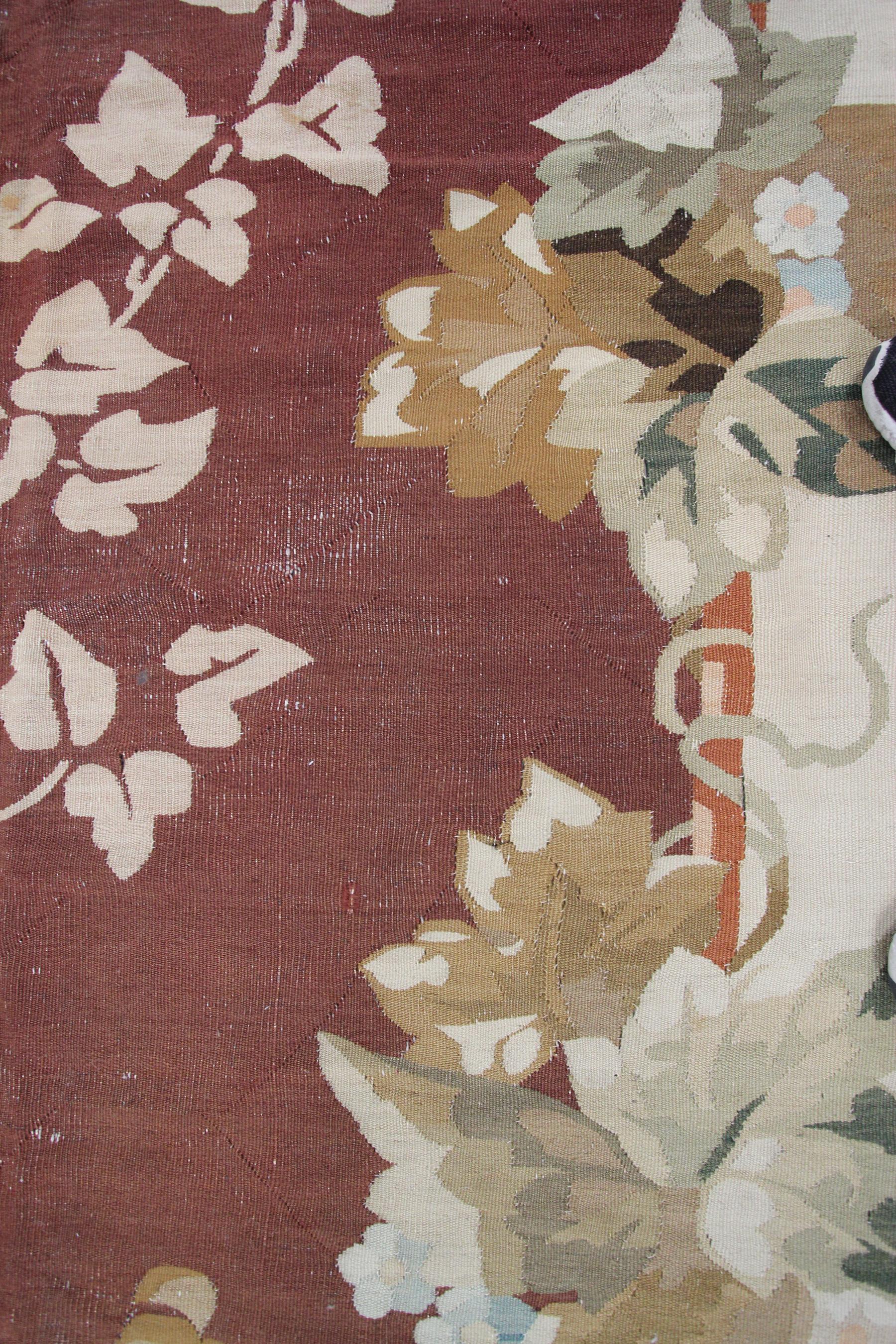 Großer antiker französischer Aubusson-Teppich, handgewebt, Aubusson Napoleon III. 1890 im Angebot 1