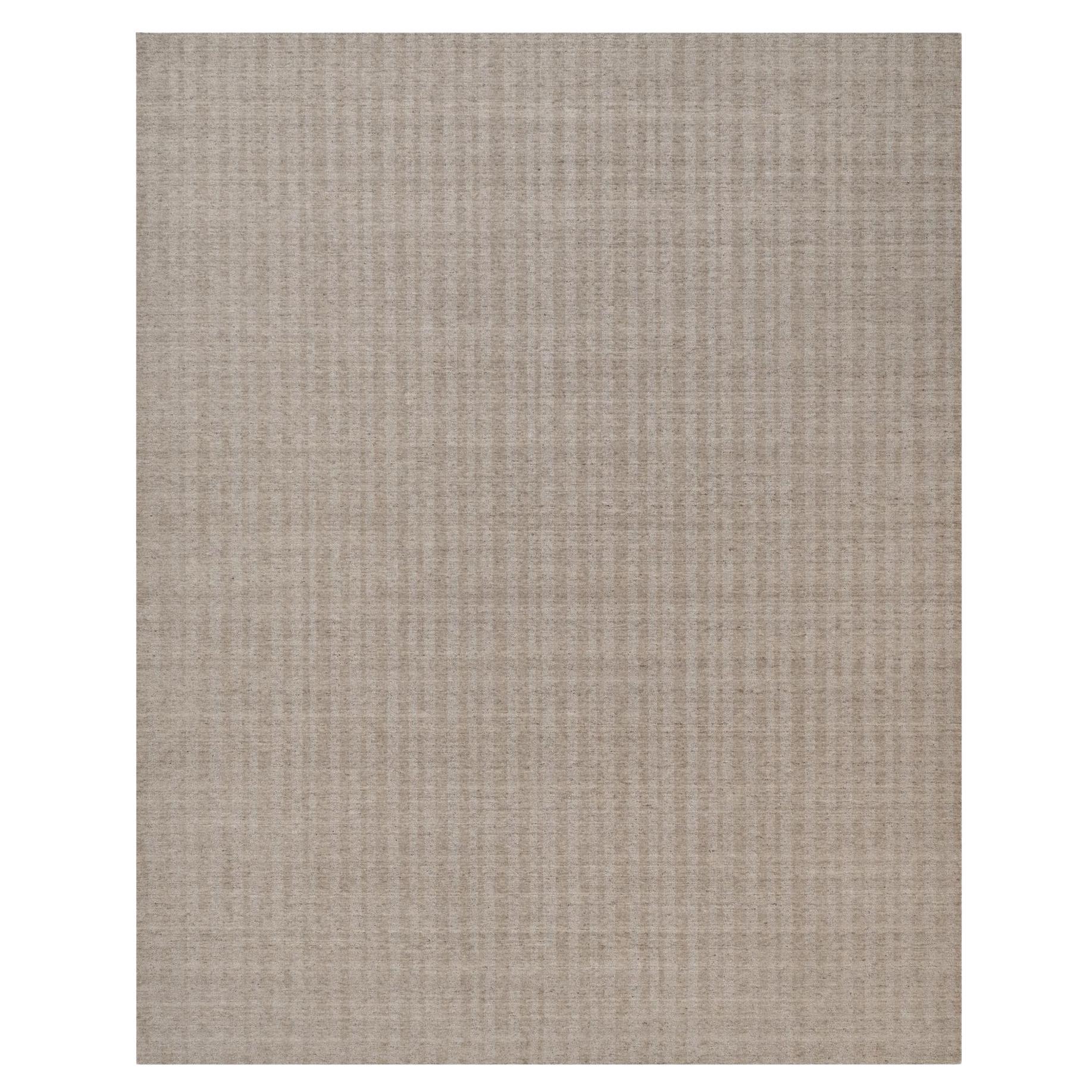 12
x15
 Light Brown Vertical Stripes Design Hand Loomed Natural Wool XL Rug For Sale