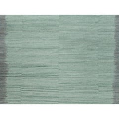 12'x15' Übergröße Hellgrüner flachgewebter Kilim Handgewebter Wendeteppich