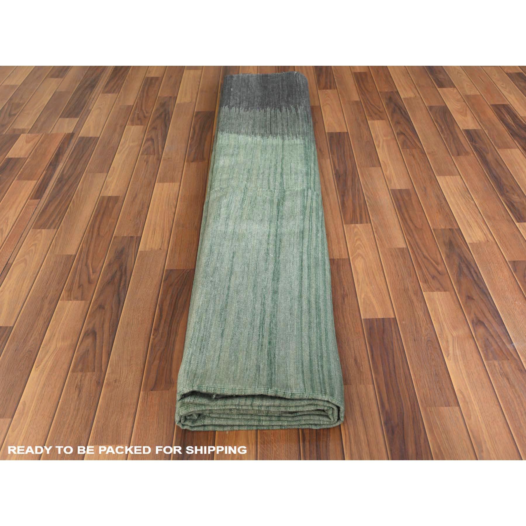 Tapis Kilim surdimensionné vert clair tissé à la main réversible 12'x15' Neuf - En vente à Carlstadt, NJ